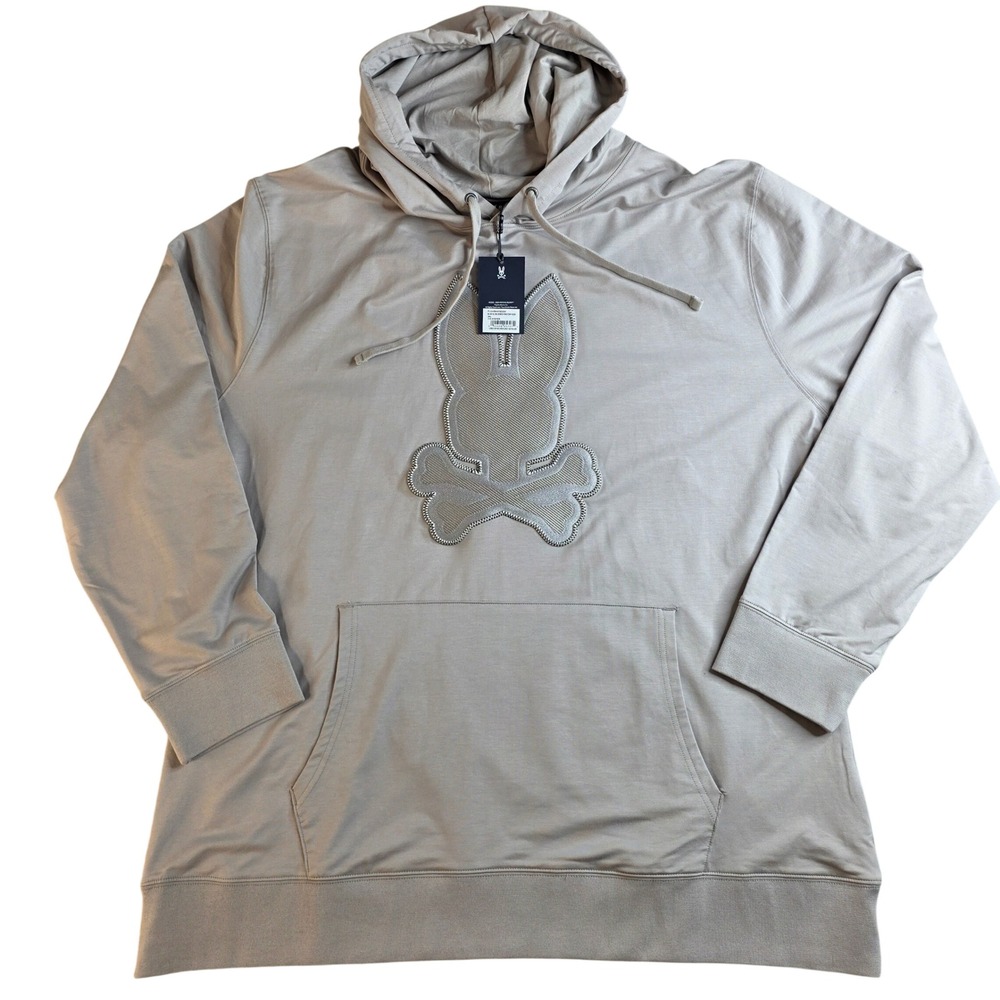 Psycho Bunny Walter Hoodie Mens 3XL Oyster NWT Micro French Terry Big and Tall